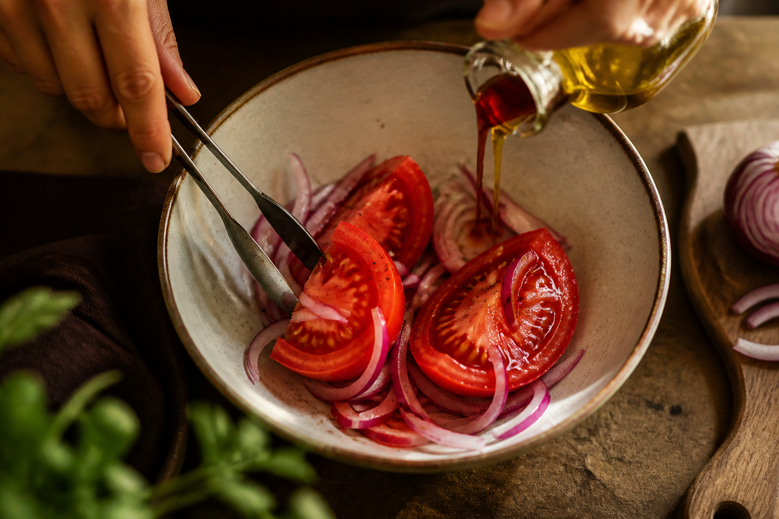 Aliñar la ensalada para preparar Aprende a preparar Bife De Chorizo: receta tradicional de Argentina