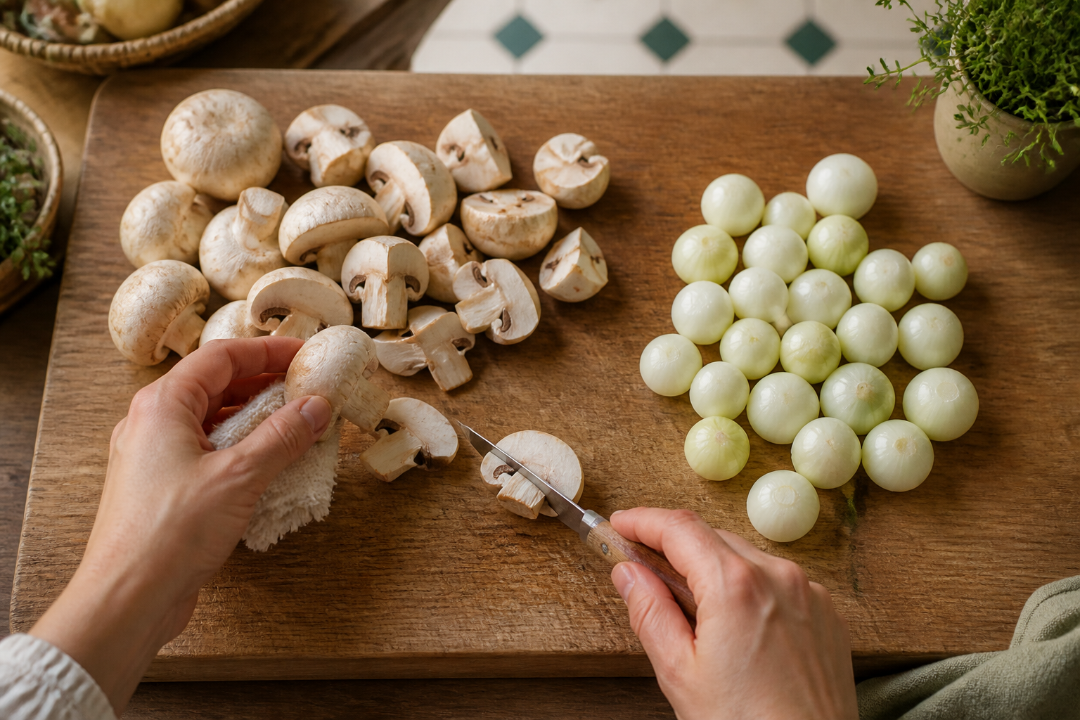 Preparar las guarniciones para preparar Aprende a preparar Boeuf Bourguignon: receta tradicional de Francia