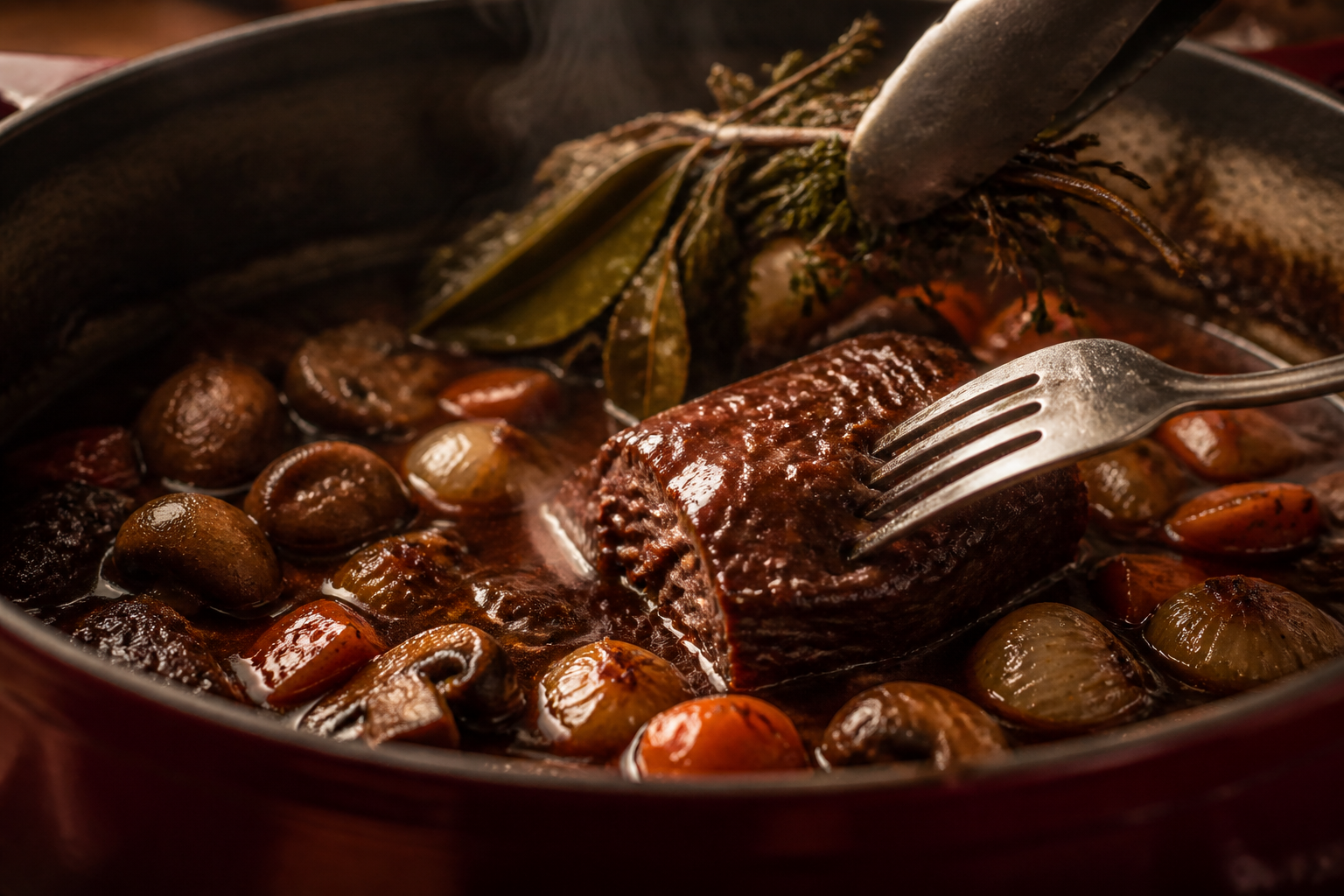 Ajustar la salsa para preparar Aprende a preparar Boeuf Bourguignon: receta tradicional de Francia