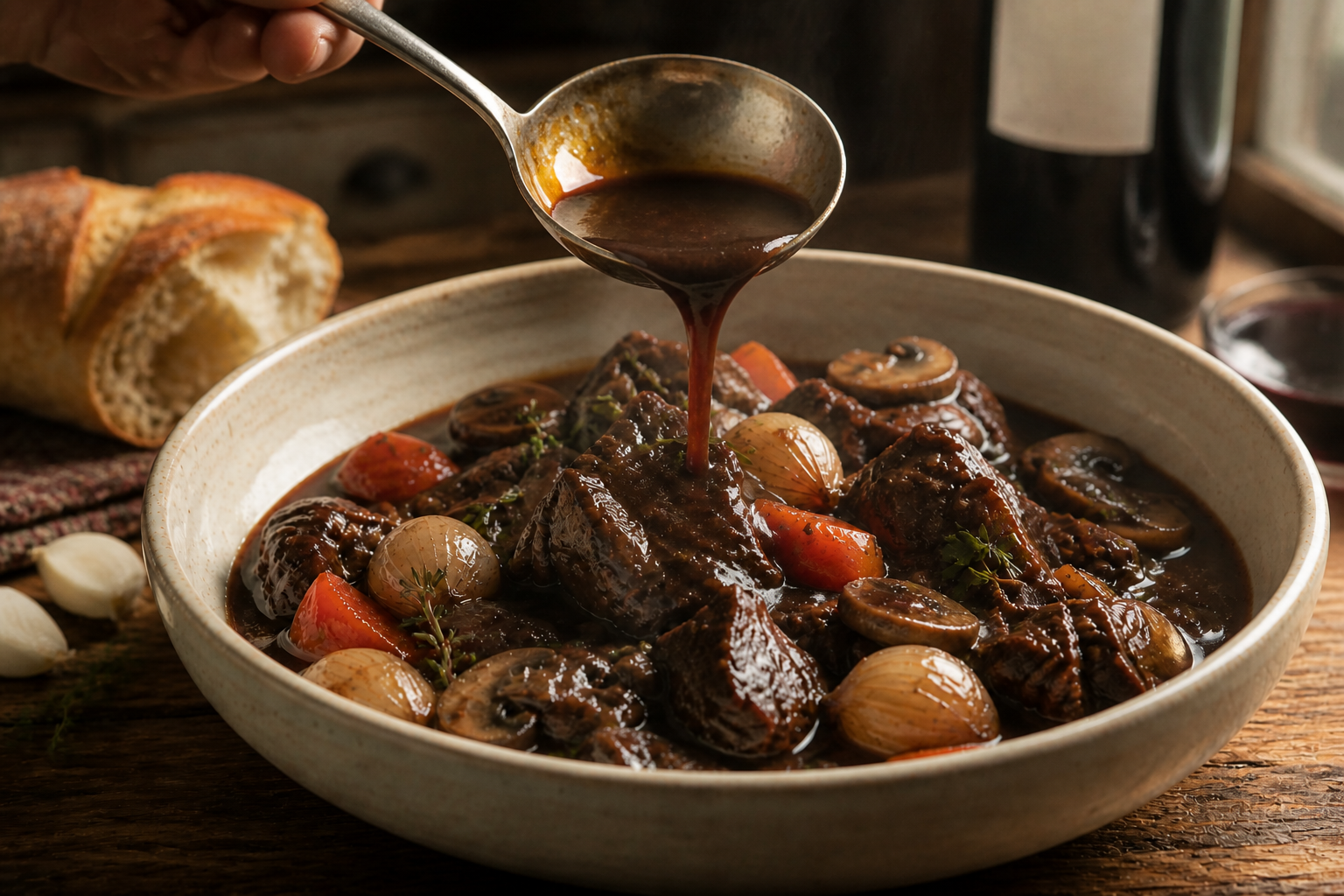 Servir el boeuf bourguignon para preparar Aprende a preparar Boeuf Bourguignon: receta tradicional de Francia