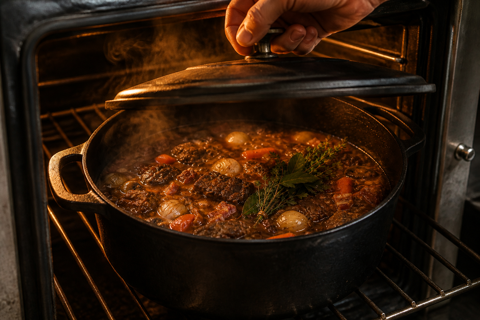 Cocinar lentamente para preparar Aprende a preparar Boeuf Bourguignon: receta tradicional de Francia
