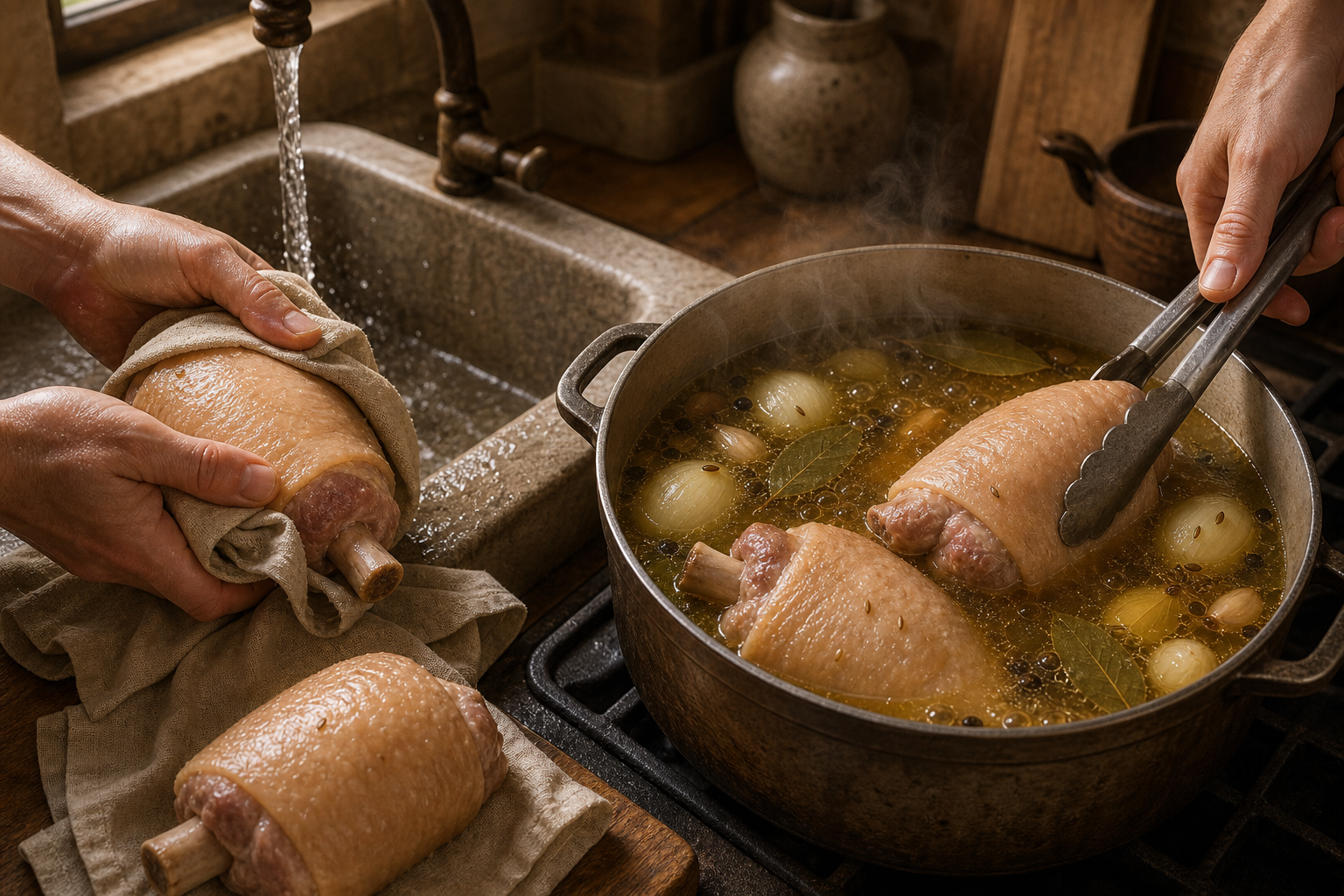 Incorporar los codillos para preparar Traditional German Eisbein