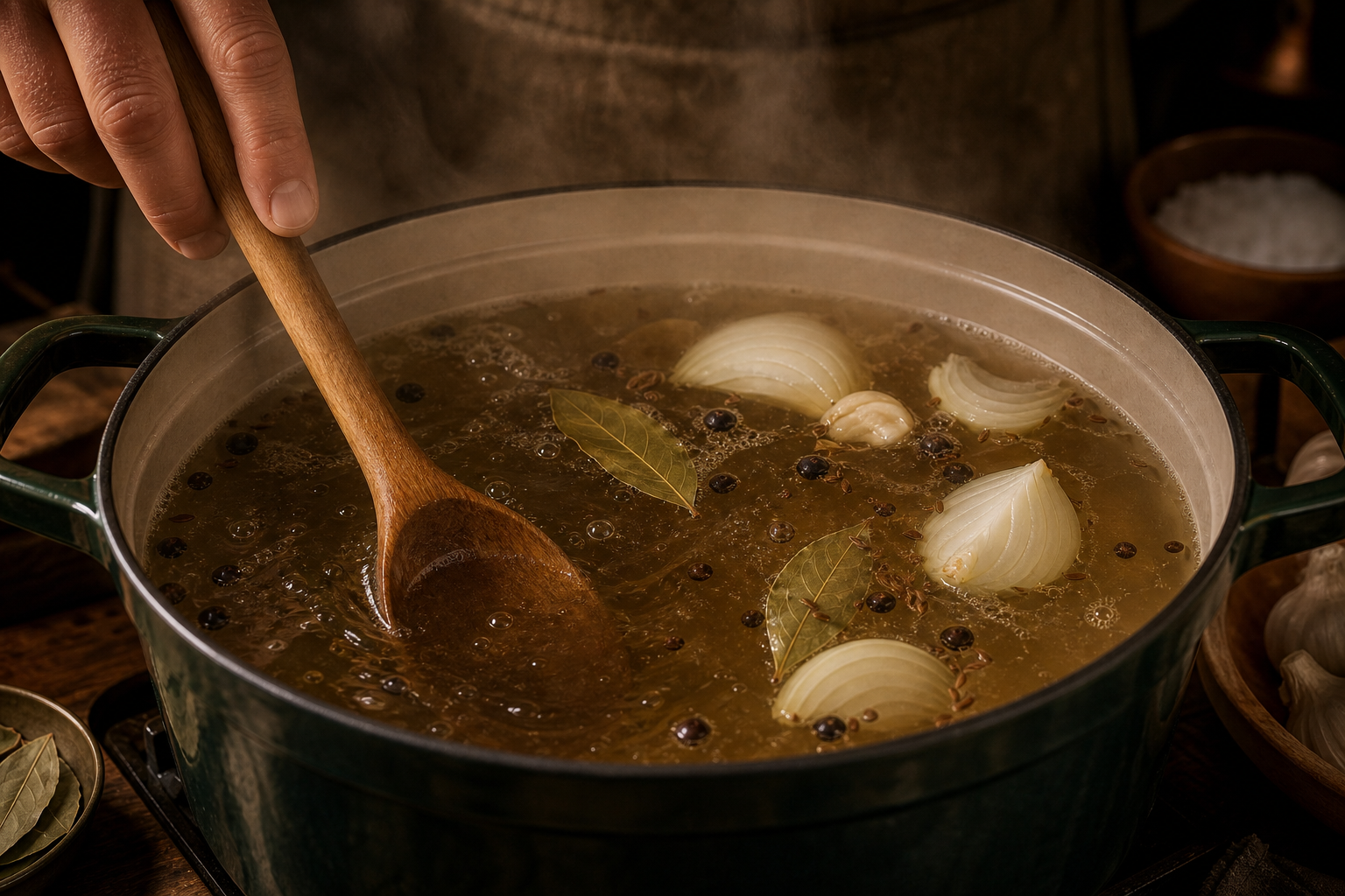 Preparar el caldo aromático para preparar Traditional German Eisbein