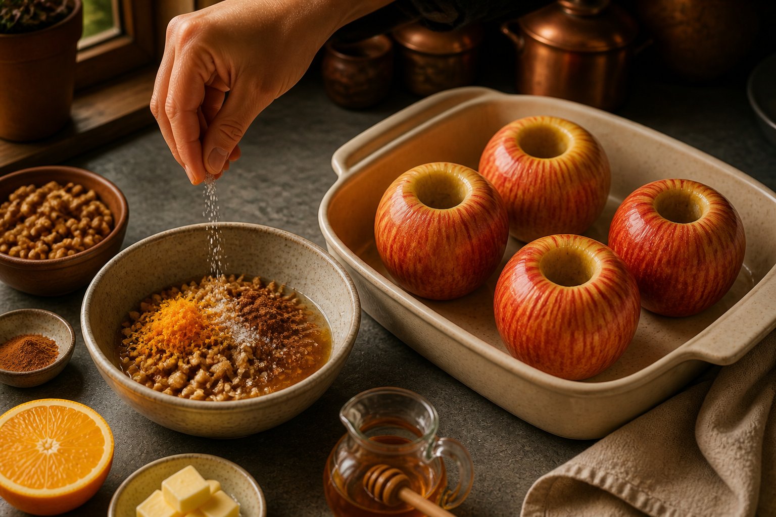 Mezclar el relleno para preparar Aprende a preparar Lagar: receta tradicional de España