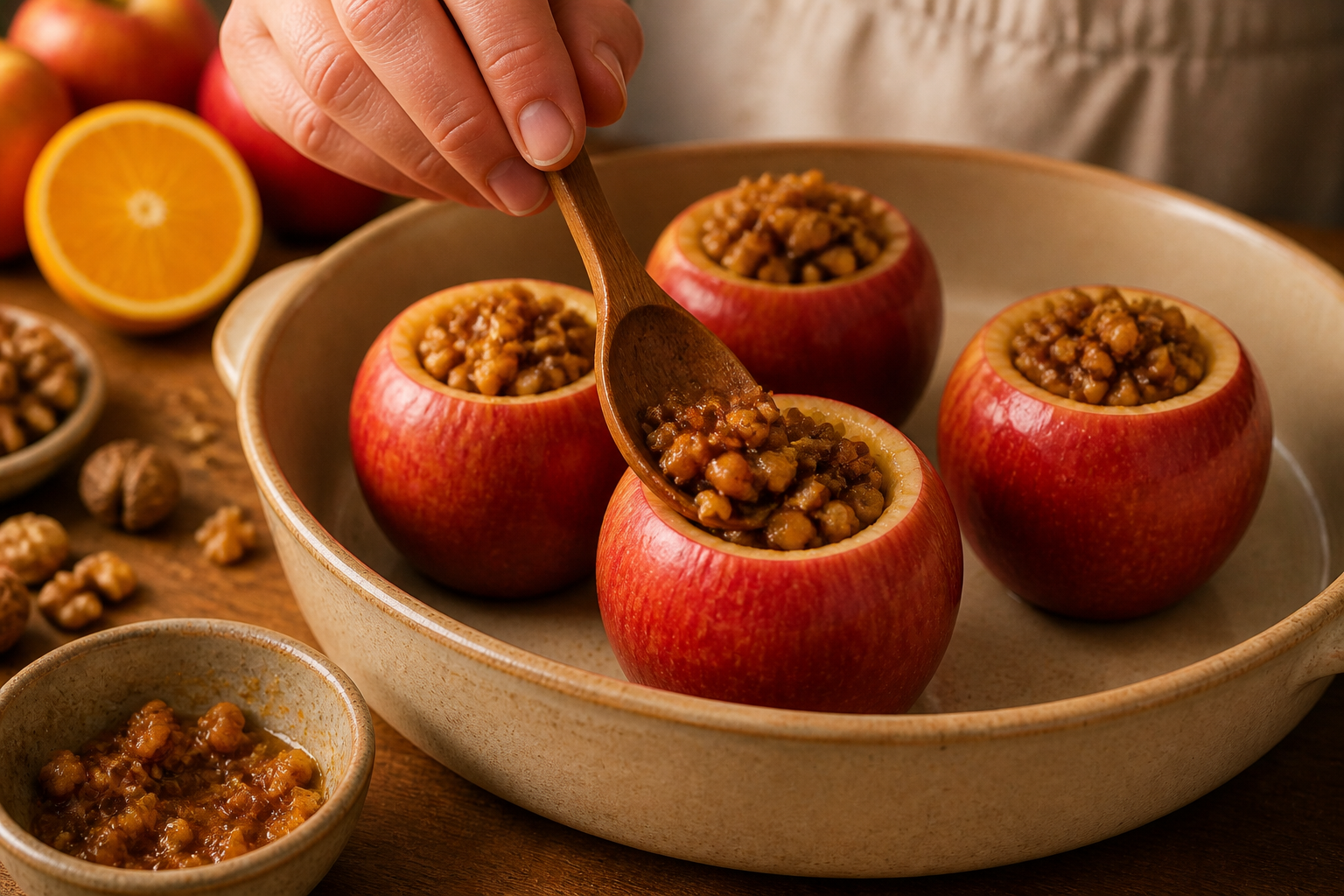 Rellenar las manzanas para preparar Aprende a preparar Lagar: receta tradicional de España