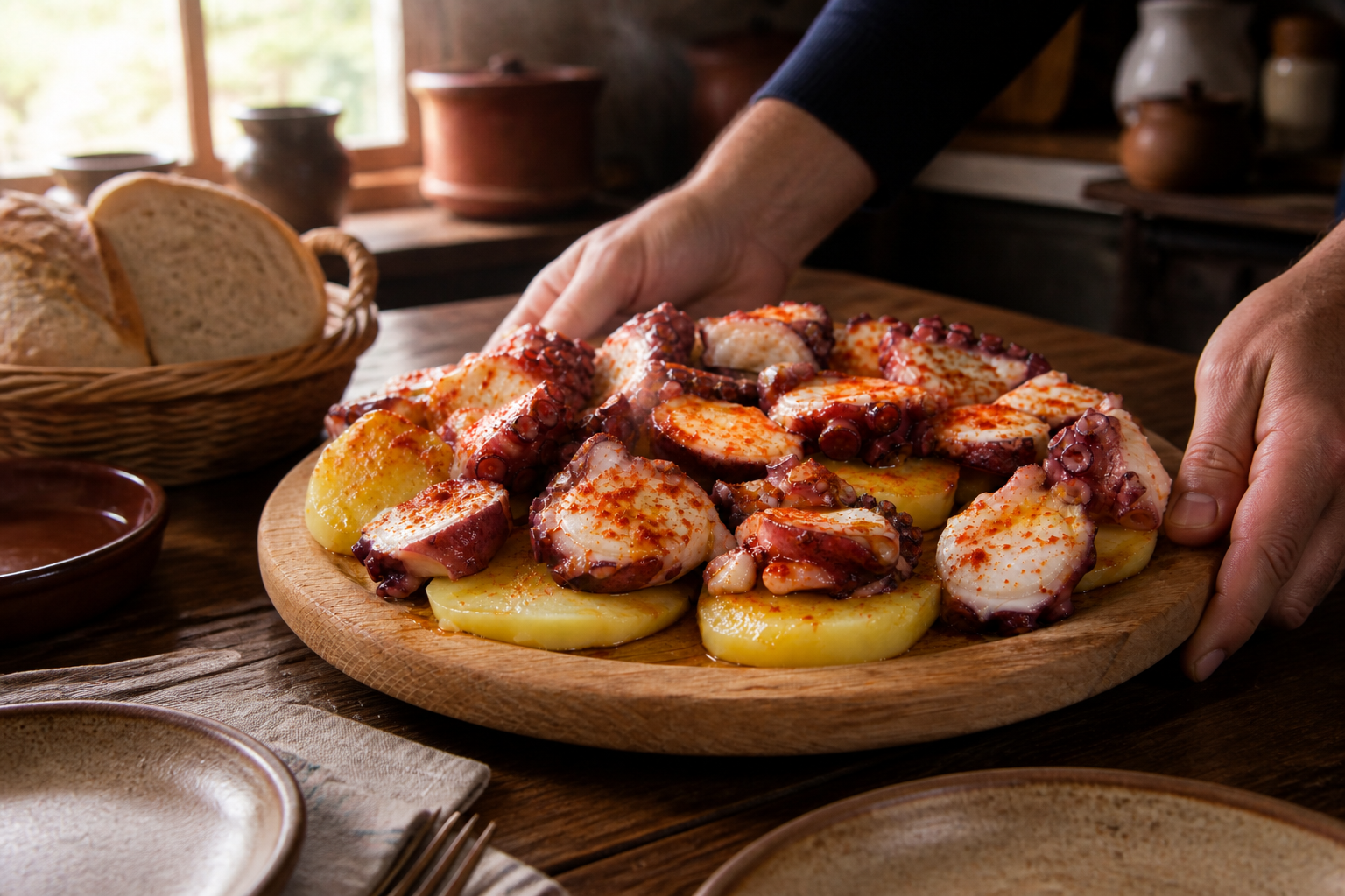 Servir inmediatamente para preparar Aprende a preparar Pulpo A La Gallega: receta tradicional de España