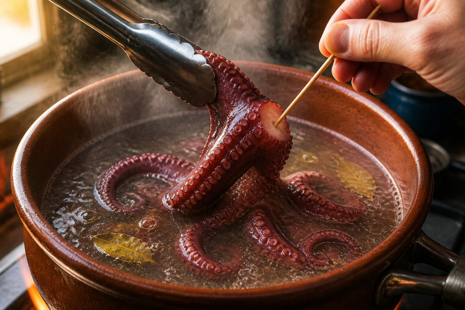 Cocer el pulpo para preparar Aprende a preparar Pulpo A La Gallega: receta tradicional de España