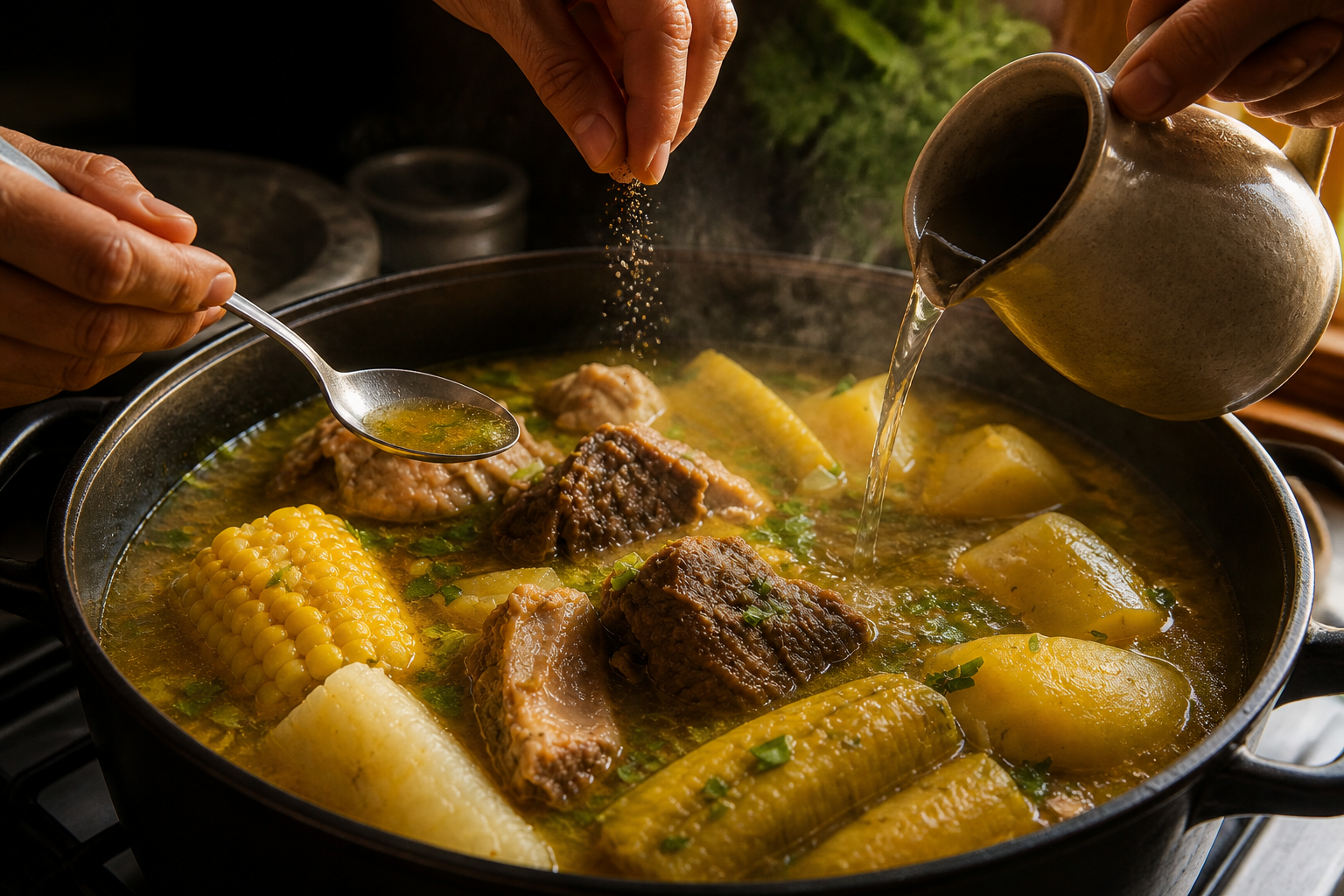 Ajustar el caldo para preparar Aprende a preparar Sancocho Colombiano: receta tradicional de Colombia