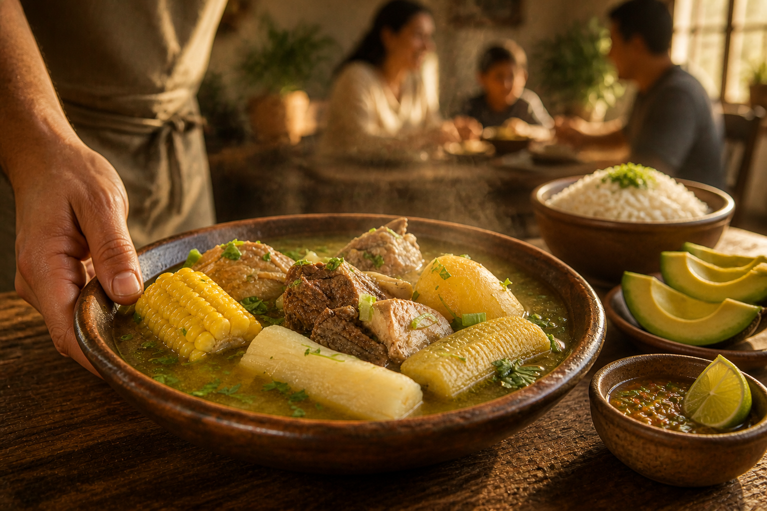 Añadir acompañamientos para preparar Aprende a preparar Sancocho Colombiano: receta tradicional de Colombia