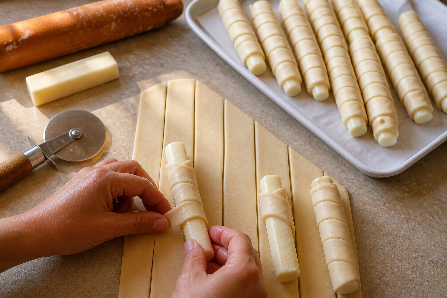 Envolver el queso para preparar Aprende a preparar Tequeños Venezolanos: receta tradicional de Venezuela
