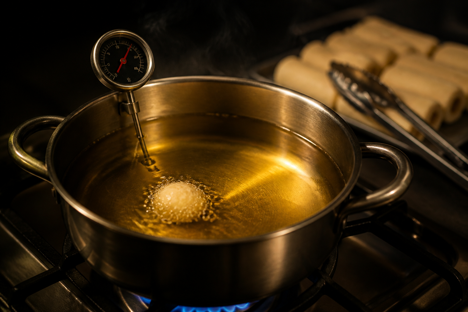 Calentar el aceite para preparar Aprende a preparar Tequeños Venezolanos: receta tradicional de Venezuela