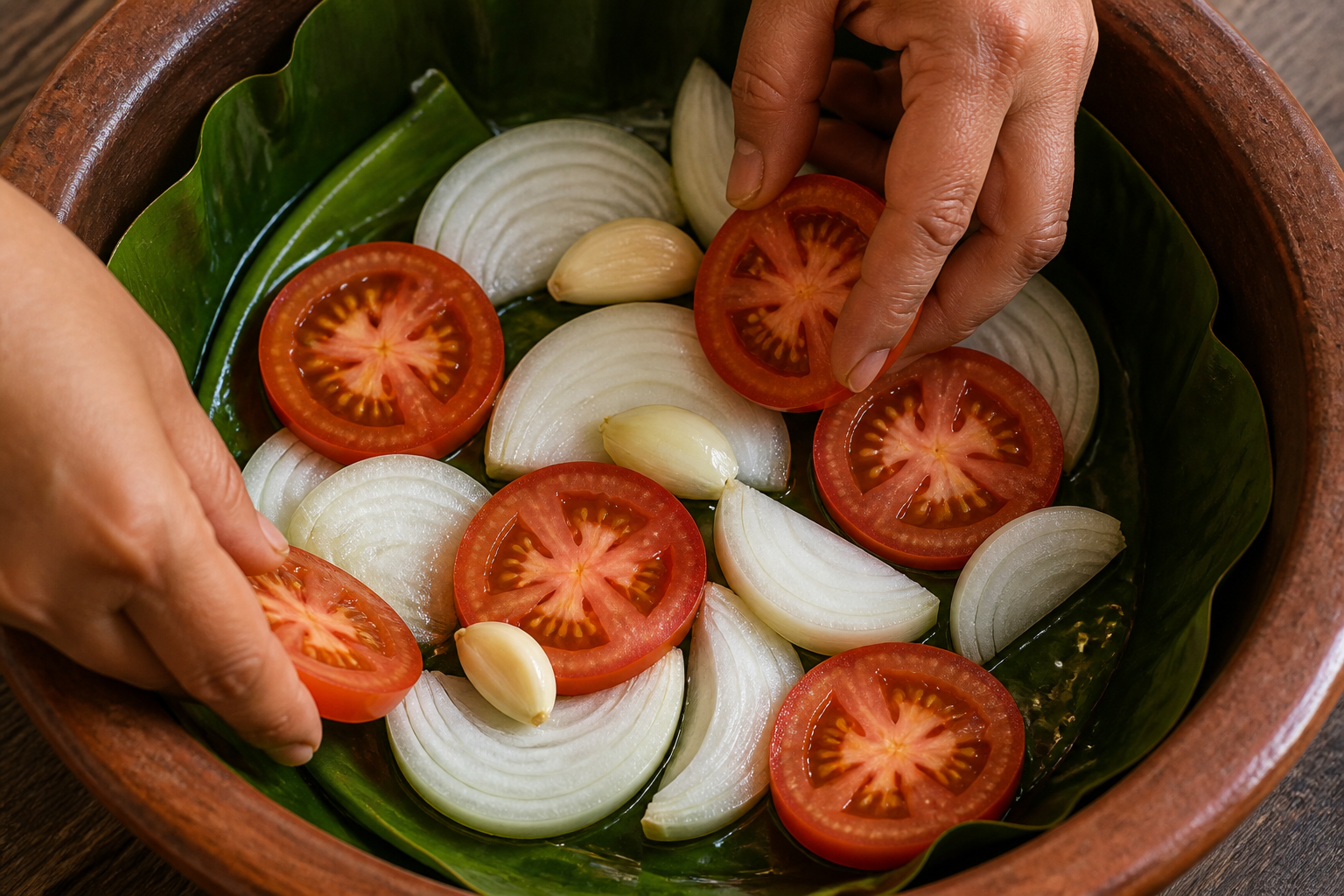 Formar la base para preparar Baho Nicaragüense: auténtica receta de carne, yuca y plátano de Nicaragua
