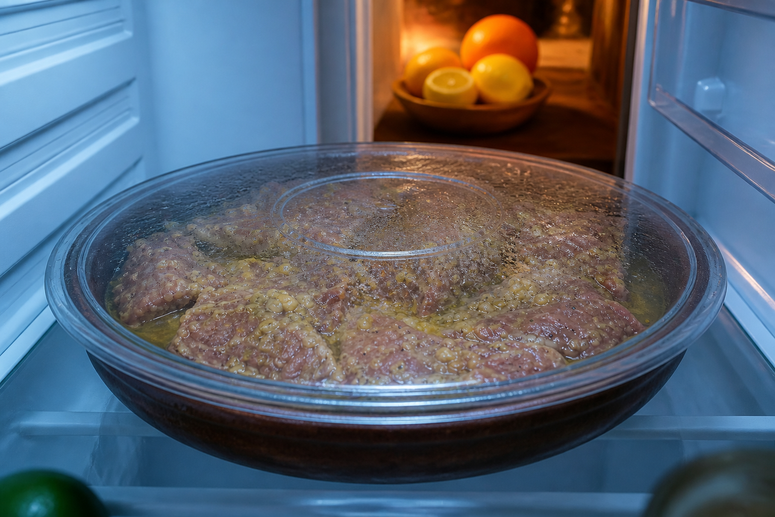 Refrigerar la marinada para preparar Baho Nicaragüense: auténtica receta de carne, yuca y plátano de Nicaragua