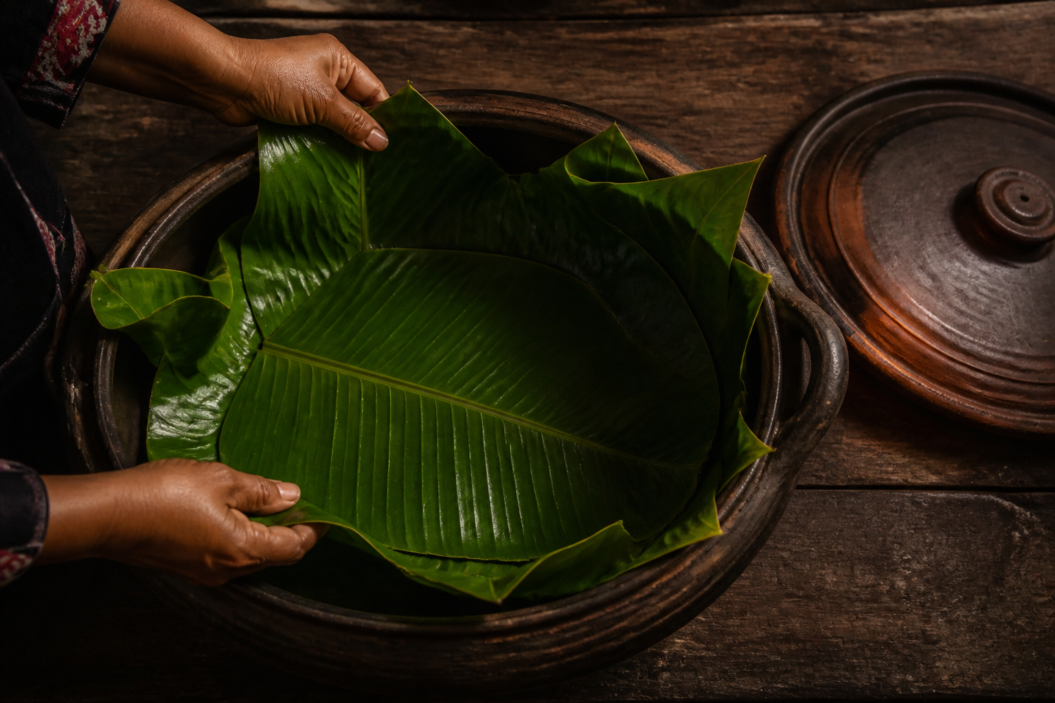 Forrar la olla para preparar Baho Nicaragüense: auténtica receta de carne, yuca y plátano de Nicaragua