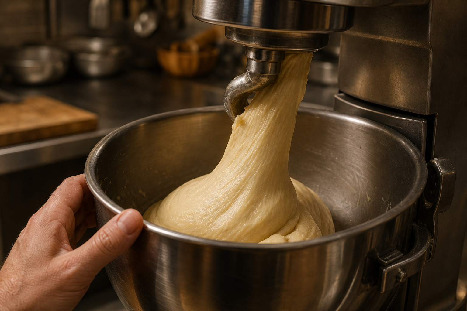 Amasar la masa para preparar Authentic German Berliner Doughnuts