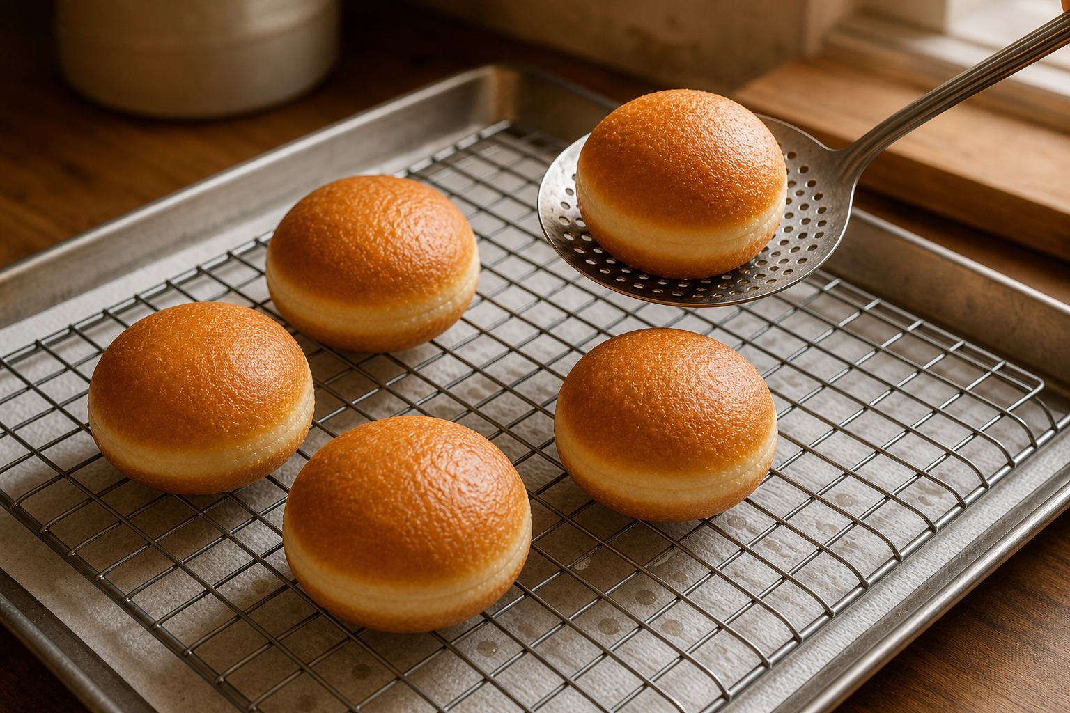 Escurrir y enfriar para preparar Authentic German Berliner Doughnuts