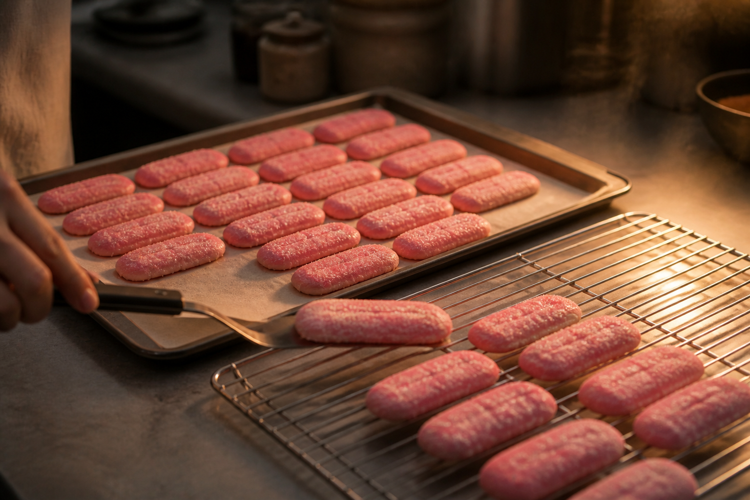 Enfriar sobre rejilla para preparar Bizcocho rosa de Reims: la auténtica receta de Francia