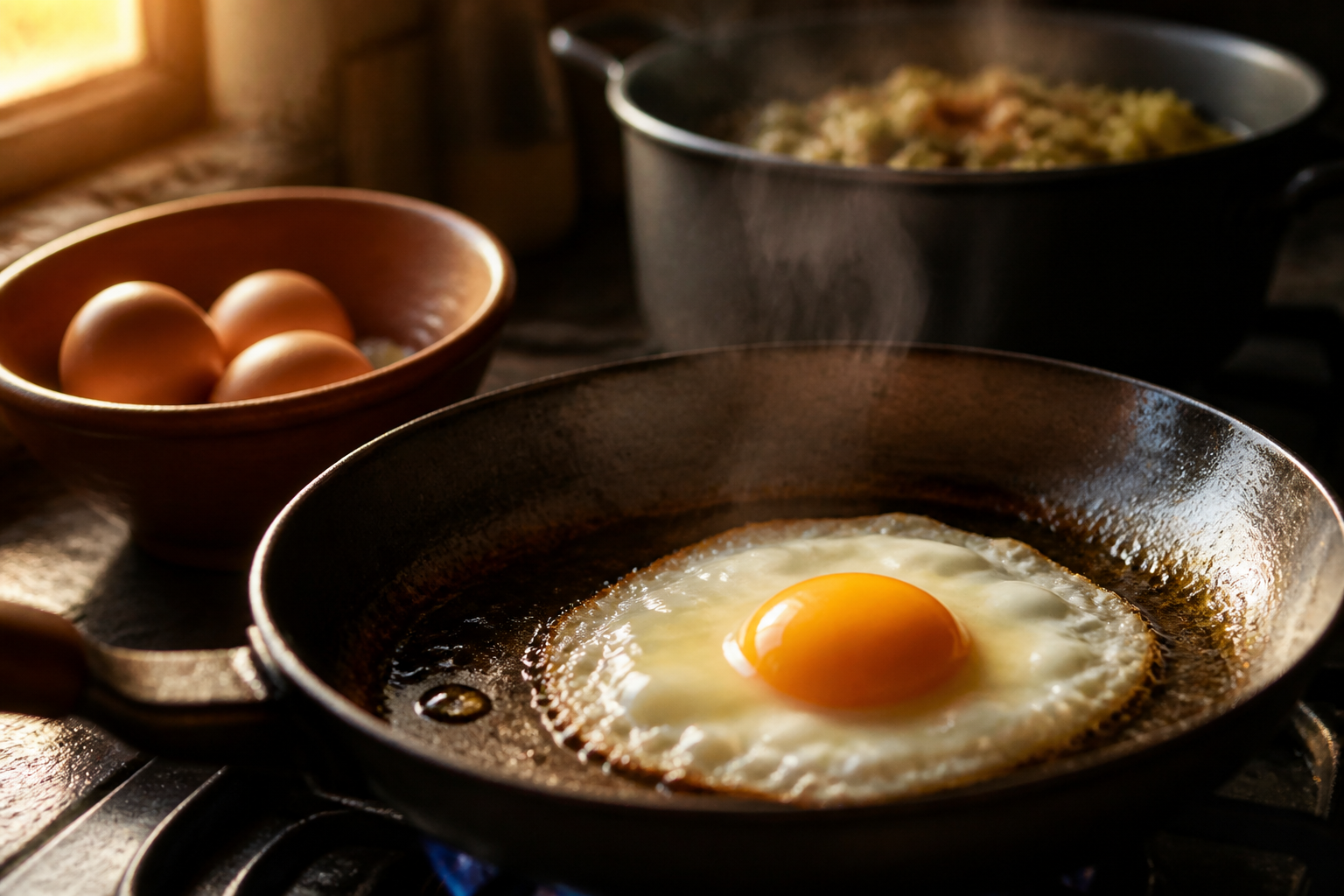 Cocinar los huevos para preparar Charquicán de Cochayuyo Chileno