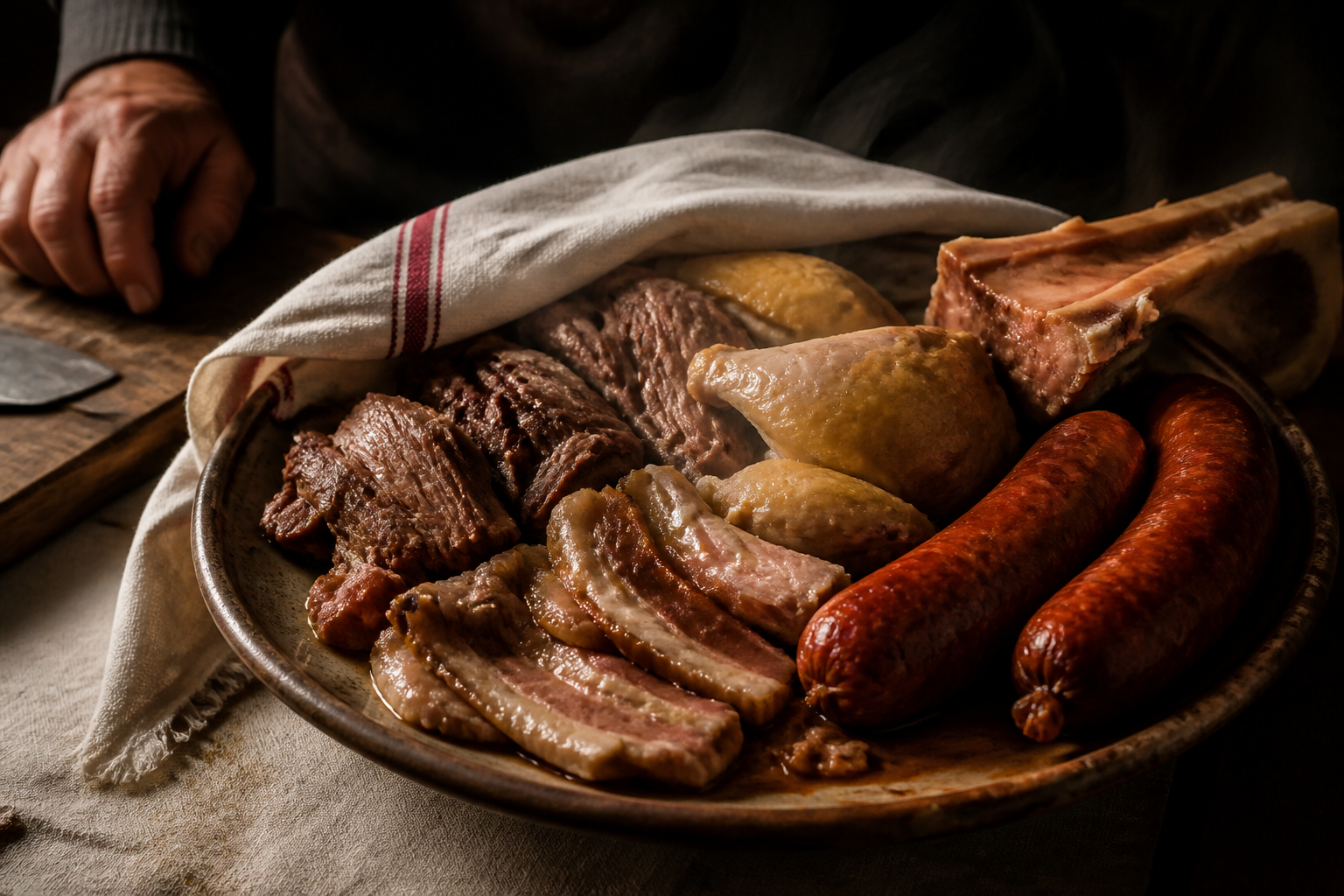 Presentar las carnes para preparar Cocido Madrileno: la auténtica receta de España