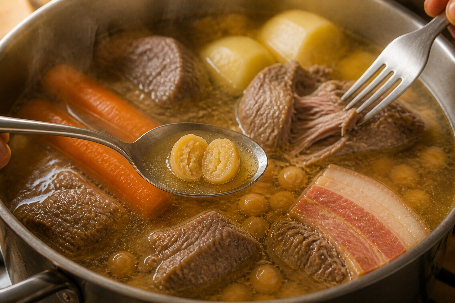 Comprobar la ternura para preparar Cocido Madrileno: la auténtica receta de España