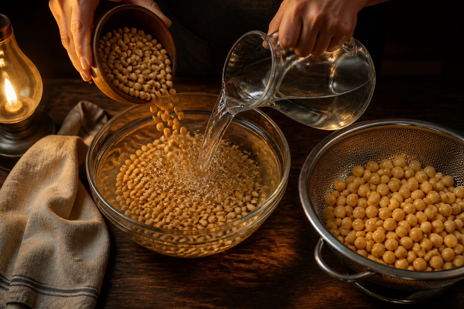Remojar los garbanzos para preparar Cocido Madrileno: la auténtica receta de España