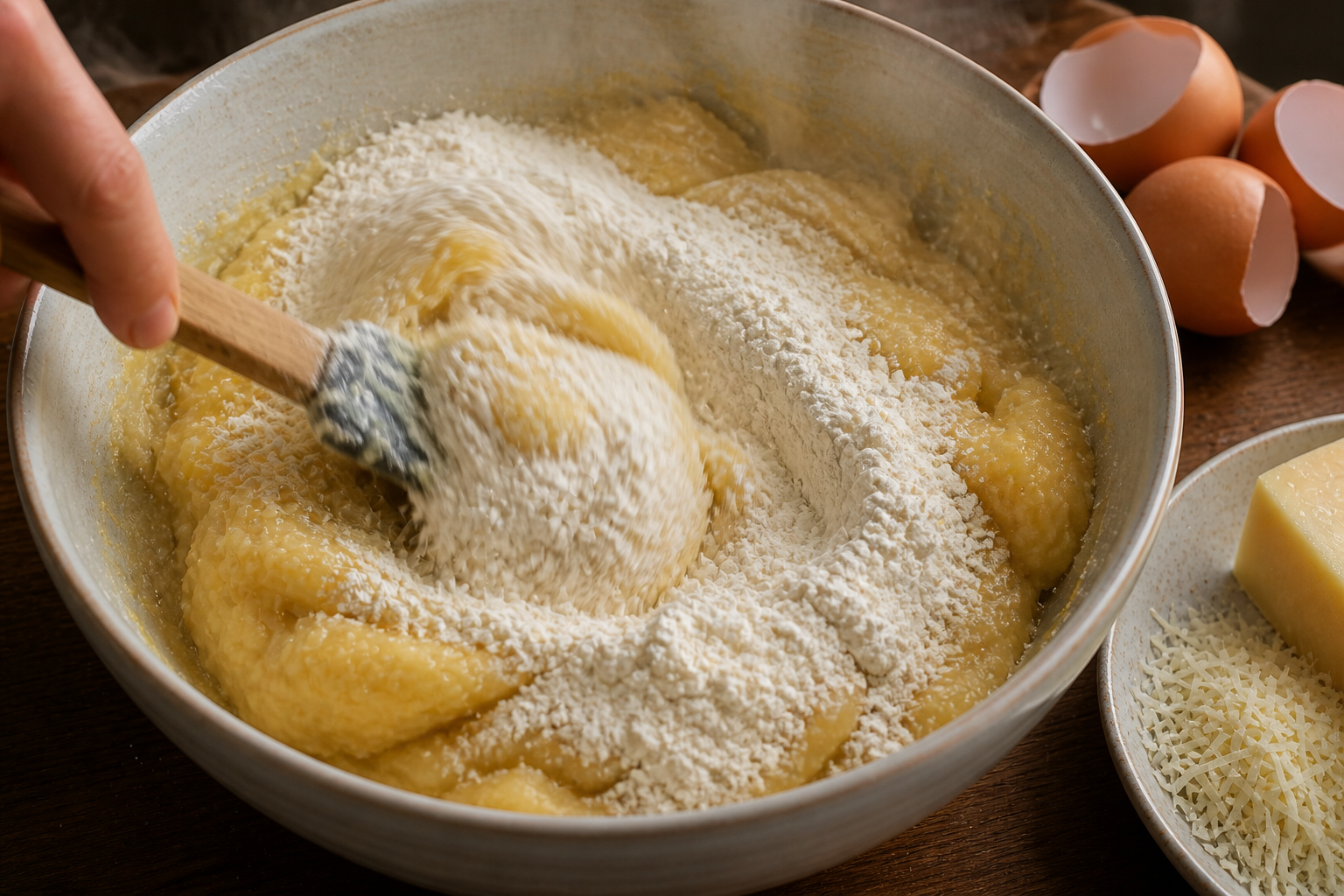 Incorporar la harina para preparar Cómo hacer Amuse-gueule, una receta tradicional de Francia