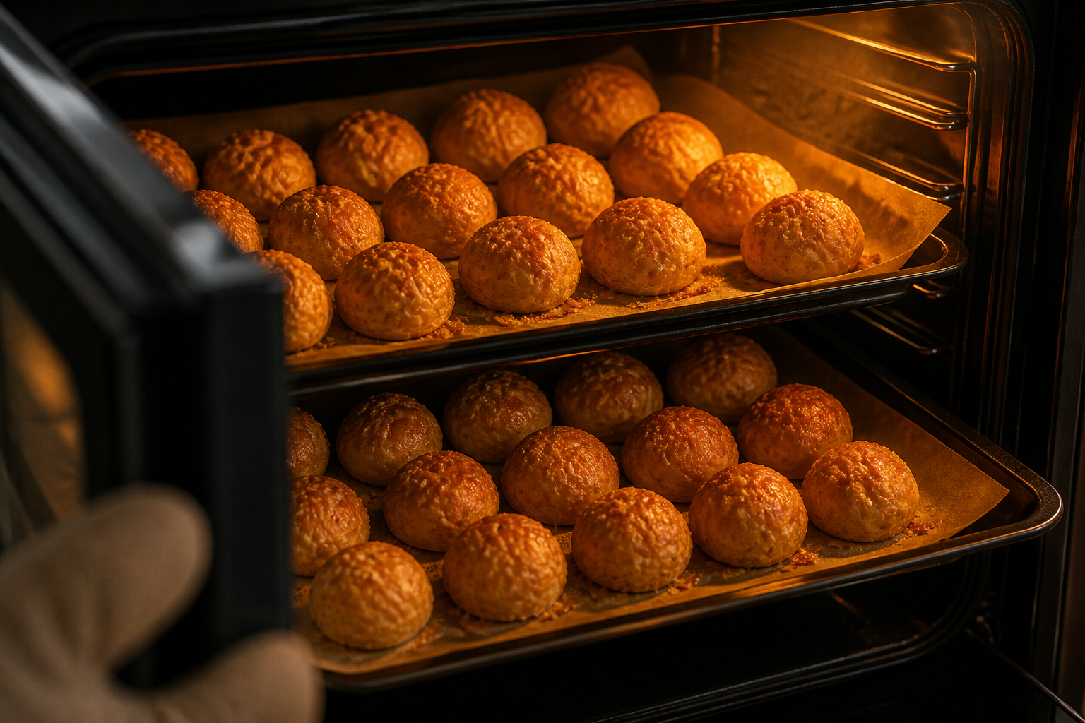Hornear las gougères para preparar Cómo hacer Amuse-gueule, una receta tradicional de Francia