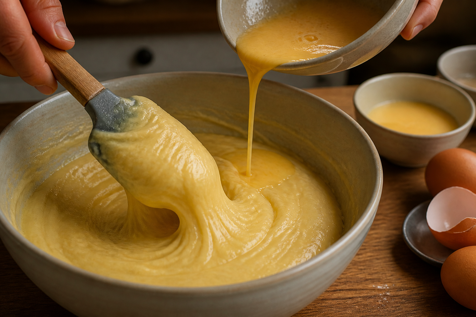 Incorporar los huevos para preparar Cómo hacer Amuse-gueule, una receta tradicional de Francia