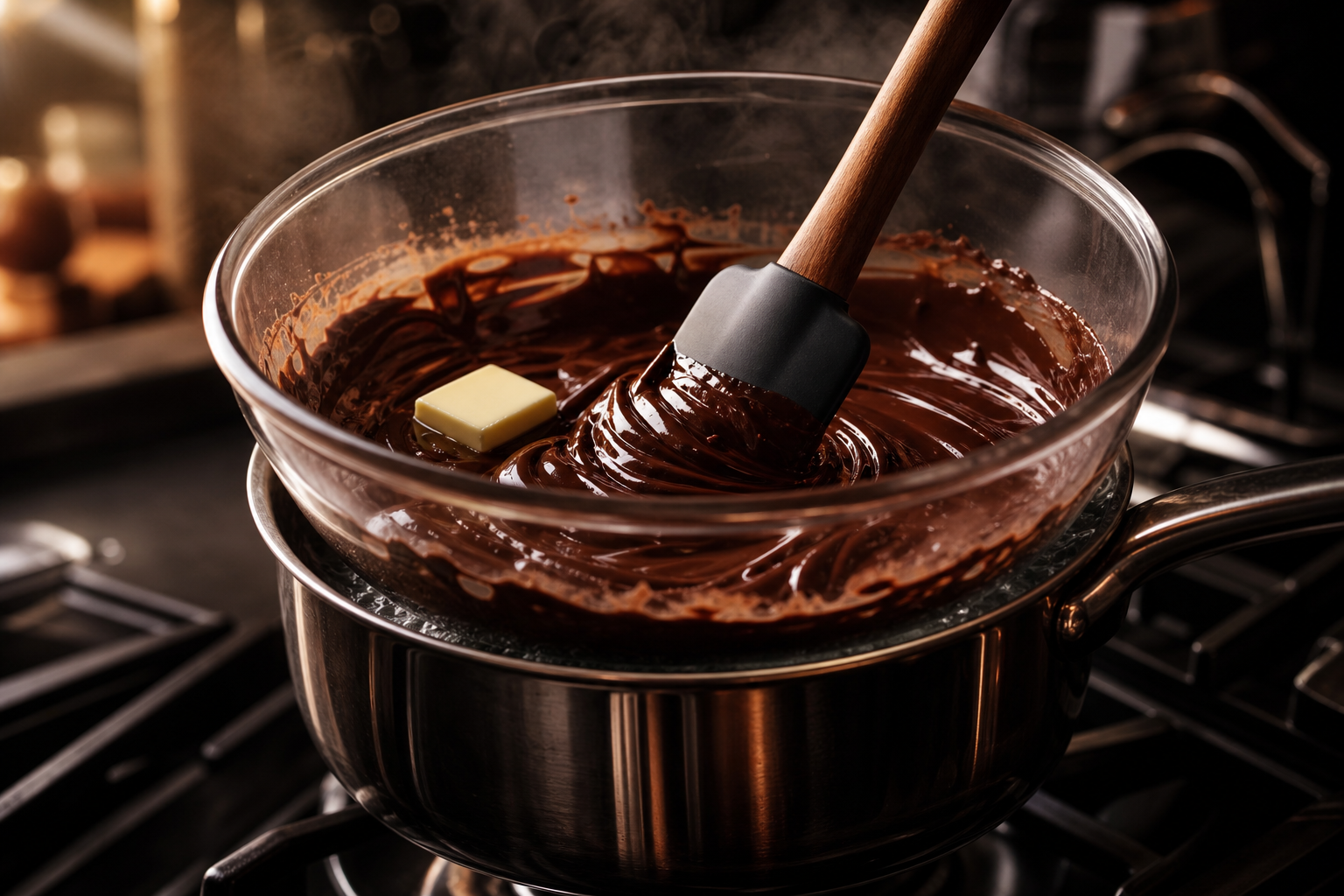 Fundir la cobertura para preparar How to Make Baumkuchen: Traditional German Layer Cake