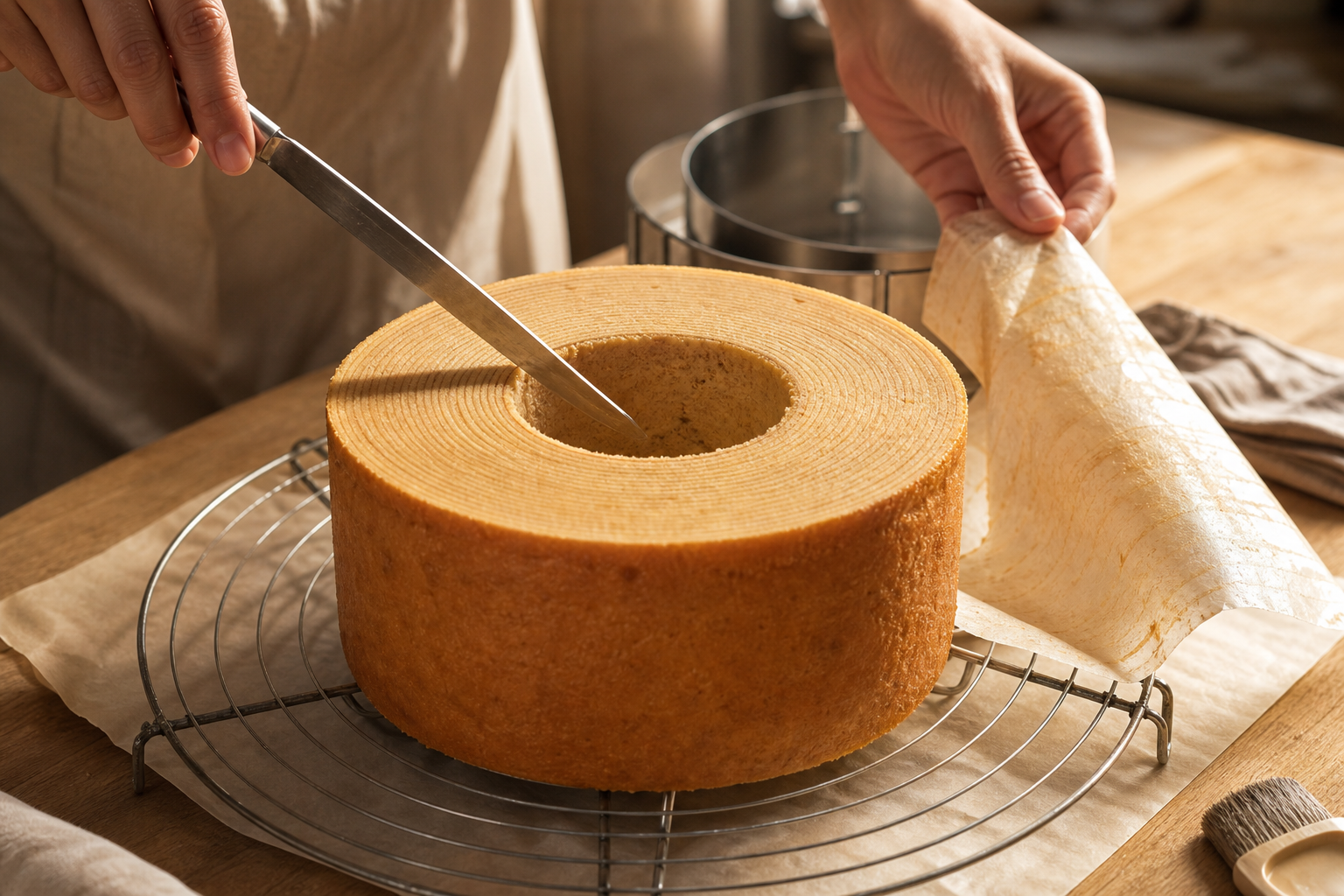 Enfriar y desmoldar para preparar How to Make Baumkuchen: Traditional German Layer Cake