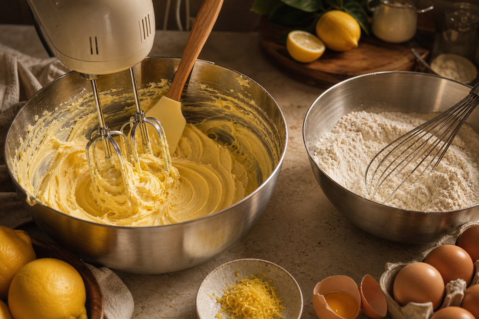 Batir la crema para preparar How to Make Baumkuchen: Traditional German Layer Cake