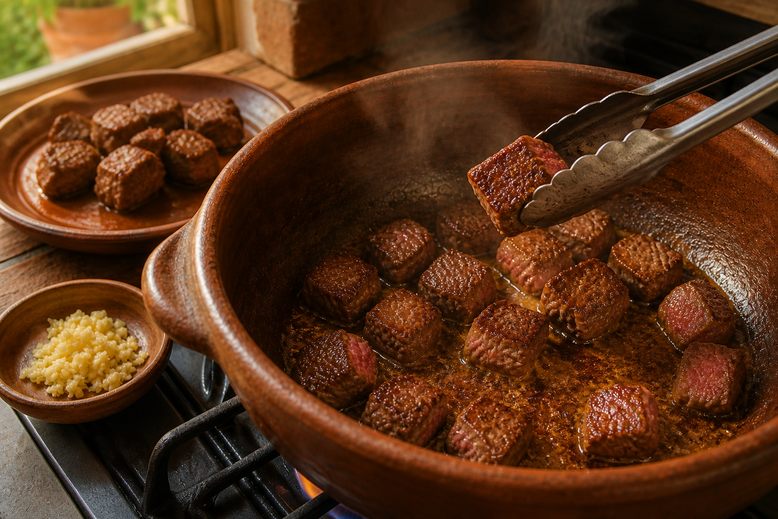 Dorar la carne para preparar Cómo hacer Carbonada Criolla Argentina, una receta tradicional de Argentina