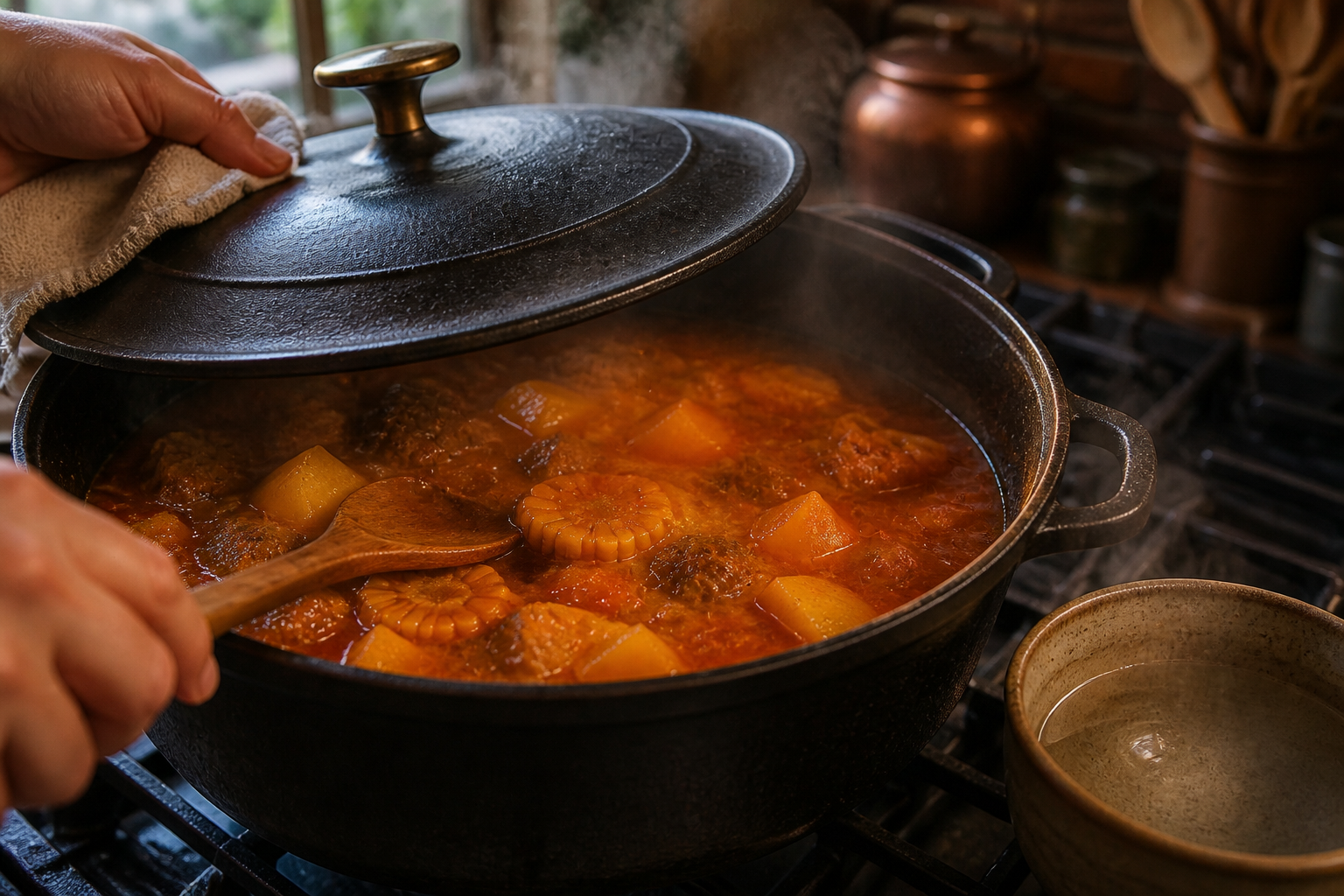 Cocinar lentamente para preparar Cómo hacer Carbonada Criolla Argentina, una receta tradicional de Argentina