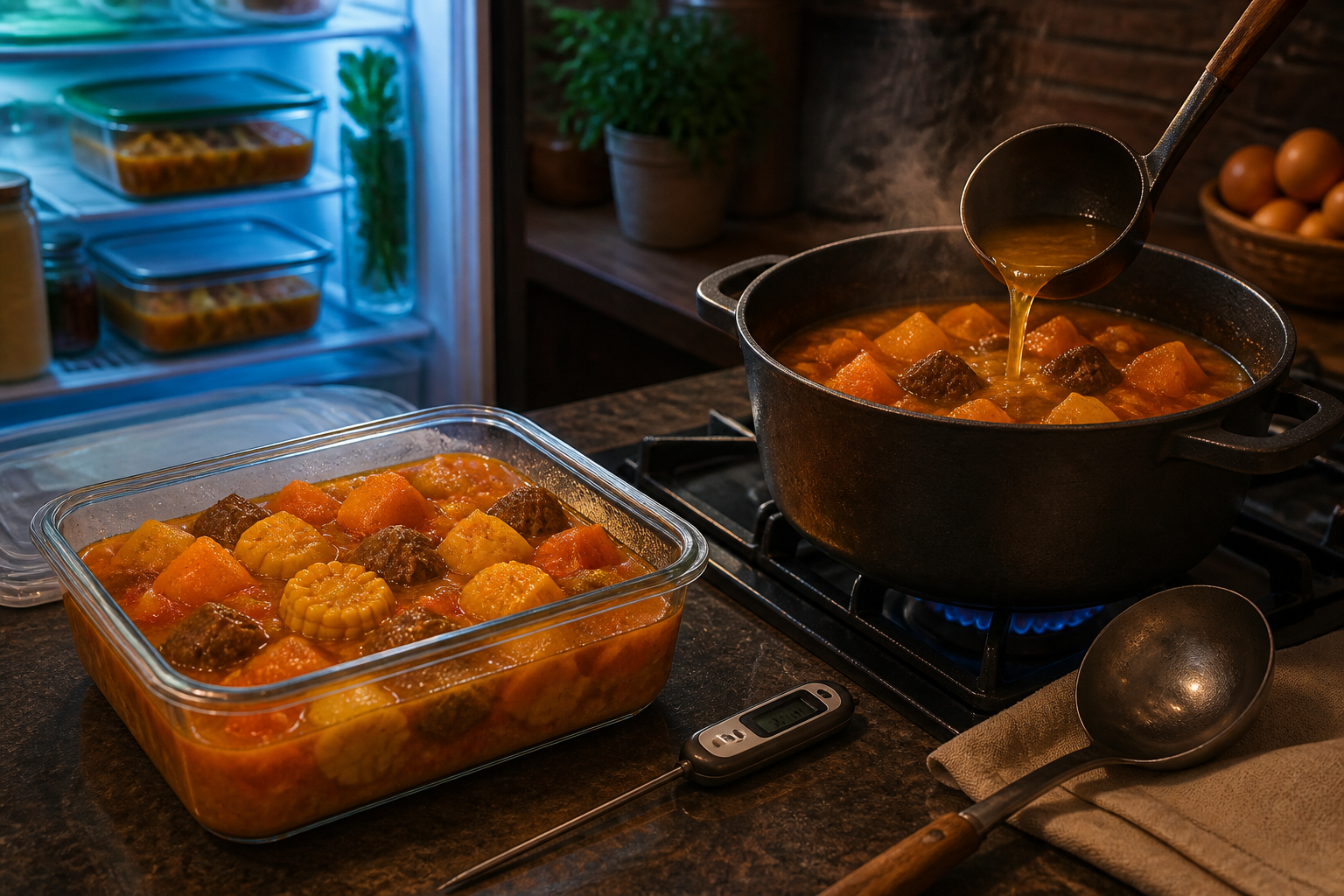 Conservar y recalentar para preparar Cómo hacer Carbonada Criolla Argentina, una receta tradicional de Argentina