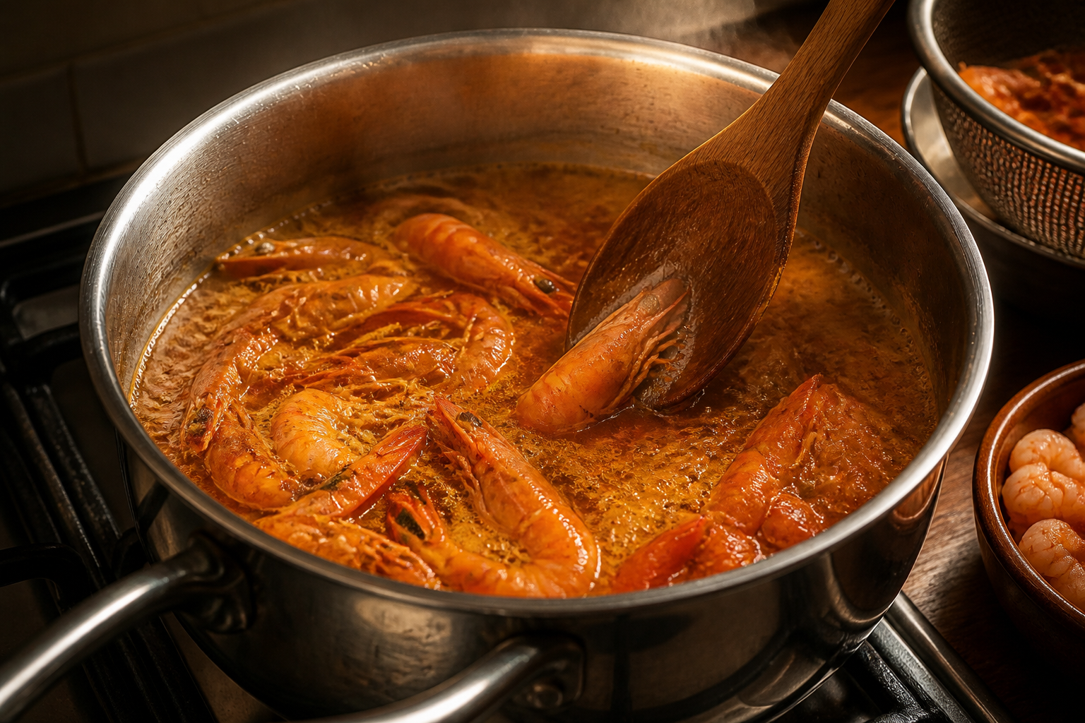 Preparar el caldo para preparar Cómo hacer Chupe de Camarones Peruano, una receta tradicional de Perú