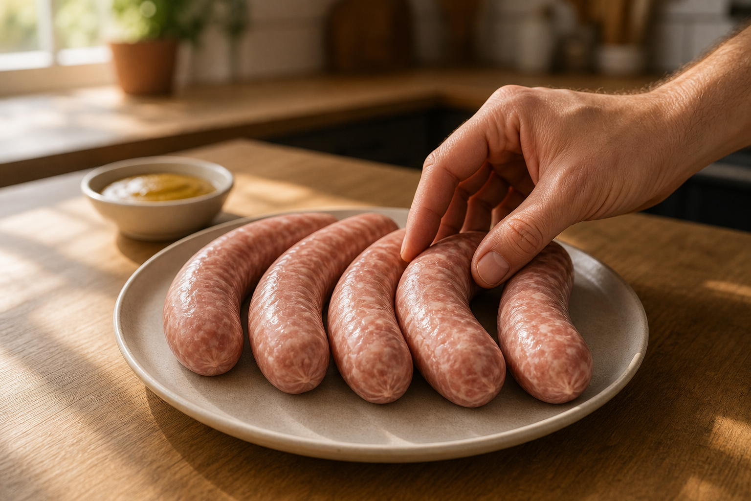 Atemperar las salchichas para preparar How to Make Currywurst