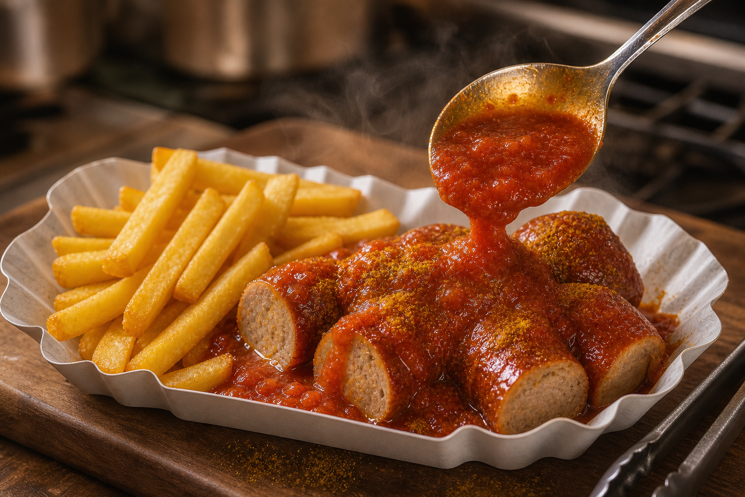 Montar y servir para preparar How to Make Currywurst