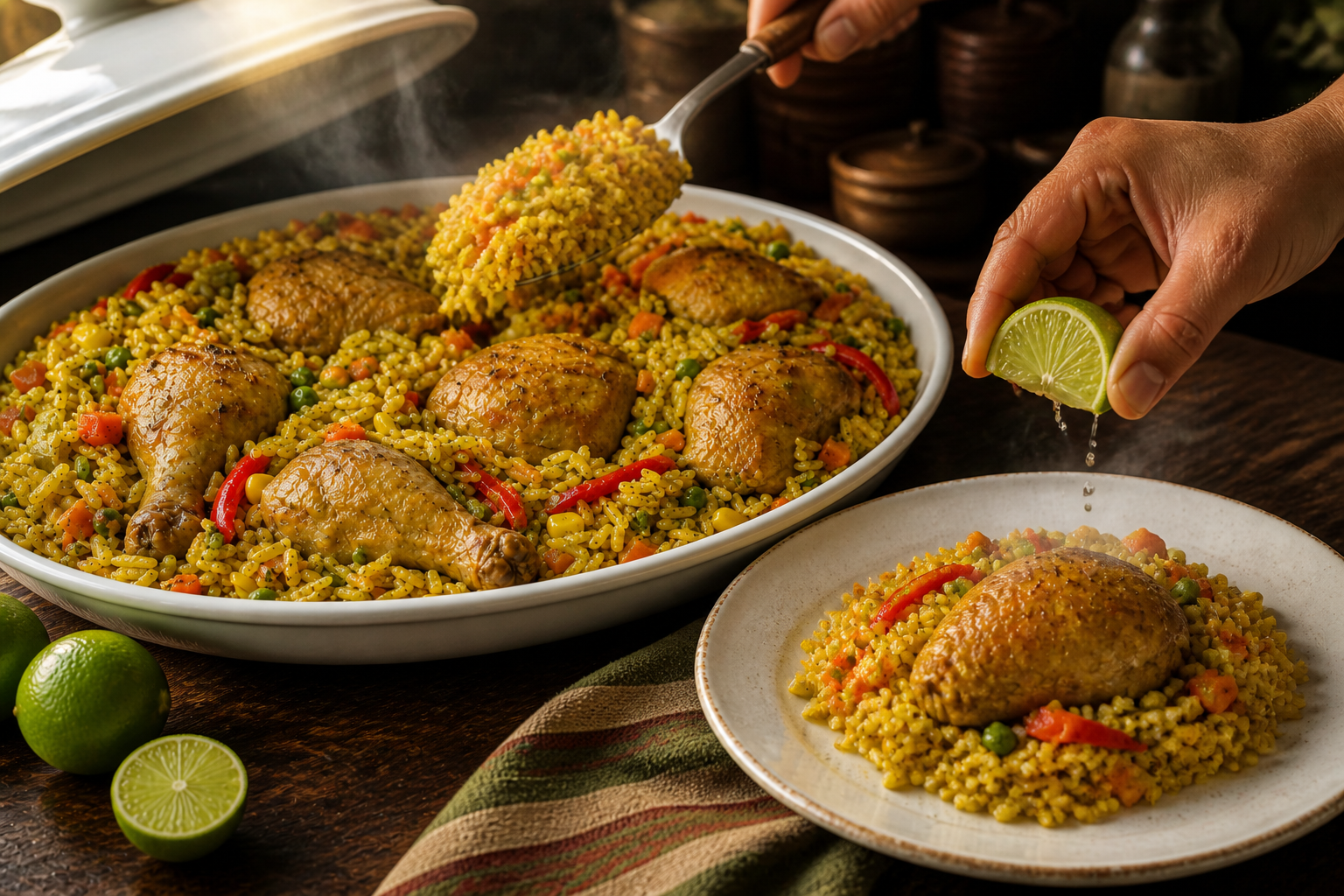 Servir con limón para preparar Descubre cómo preparar Arroz con Pollo Peruano, receta típica de Perú