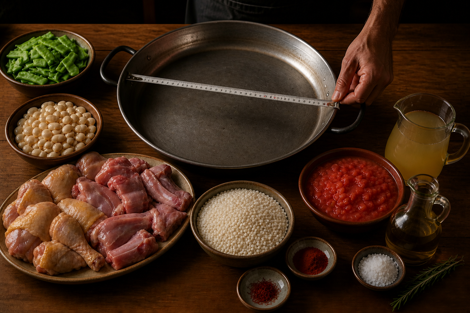 Organizar los ingredientes para preparar Descubre cómo preparar Paella, receta típica de España