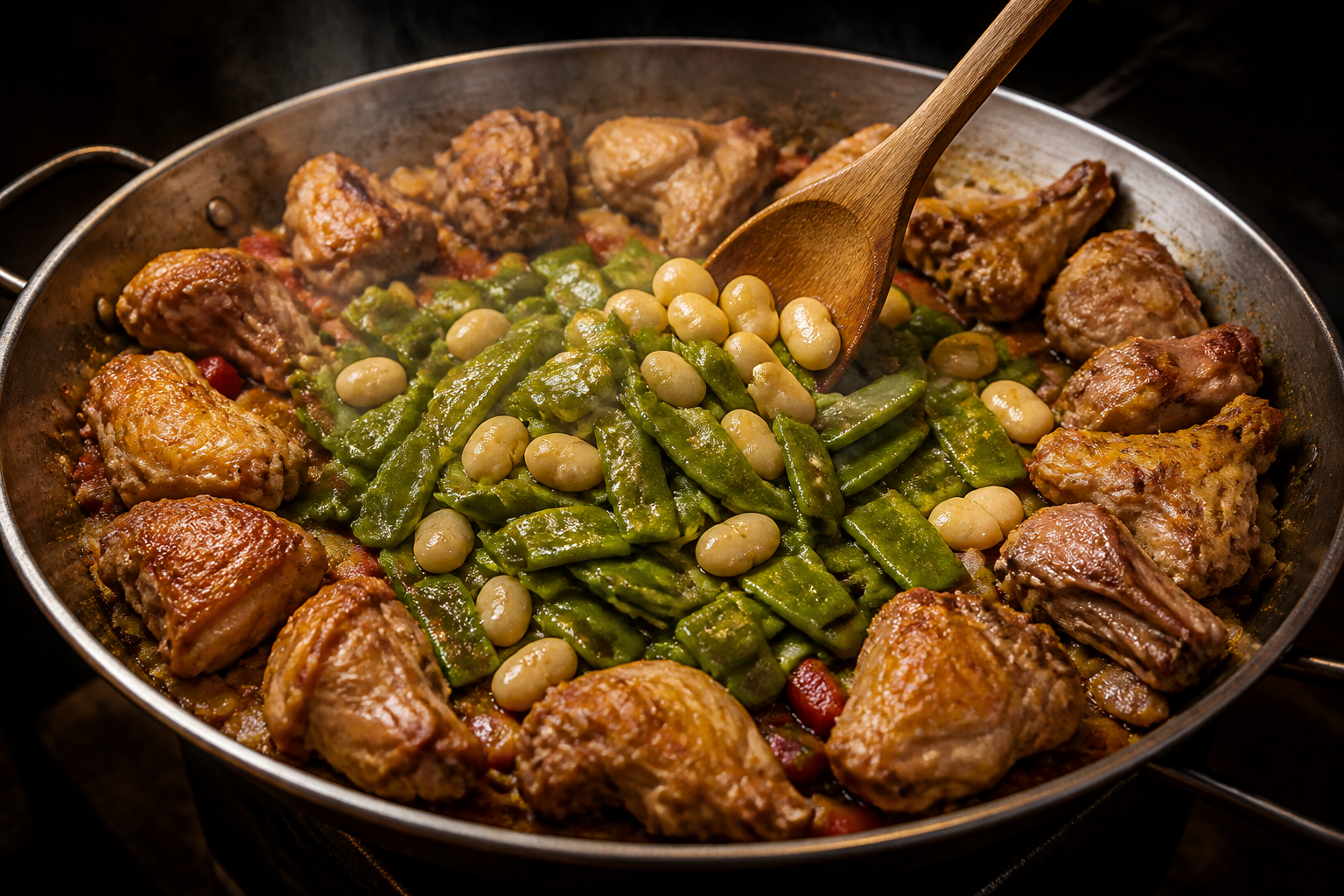 Saltear las verduras para preparar Descubre cómo preparar Paella, receta típica de España