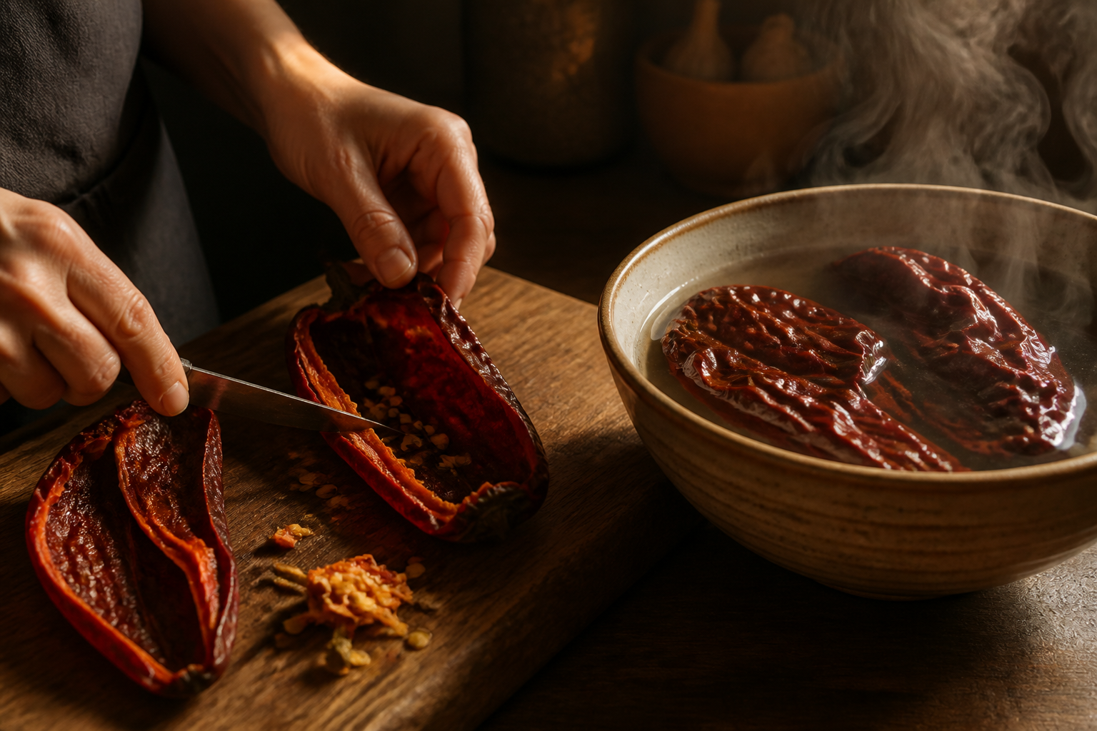 Hidratar las ñoras para preparar Descubre cómo preparar Romesco de Tarragona, receta típica de España