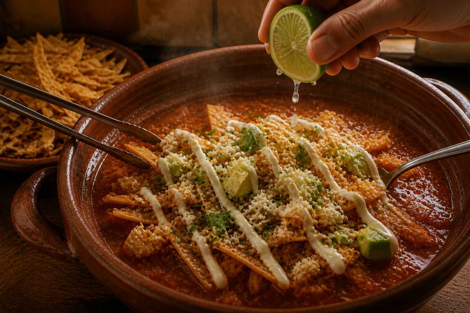 Añadir las guarniciones para preparar Descubre cómo preparar Sopa de Tortilla Mexicana, receta típica de México