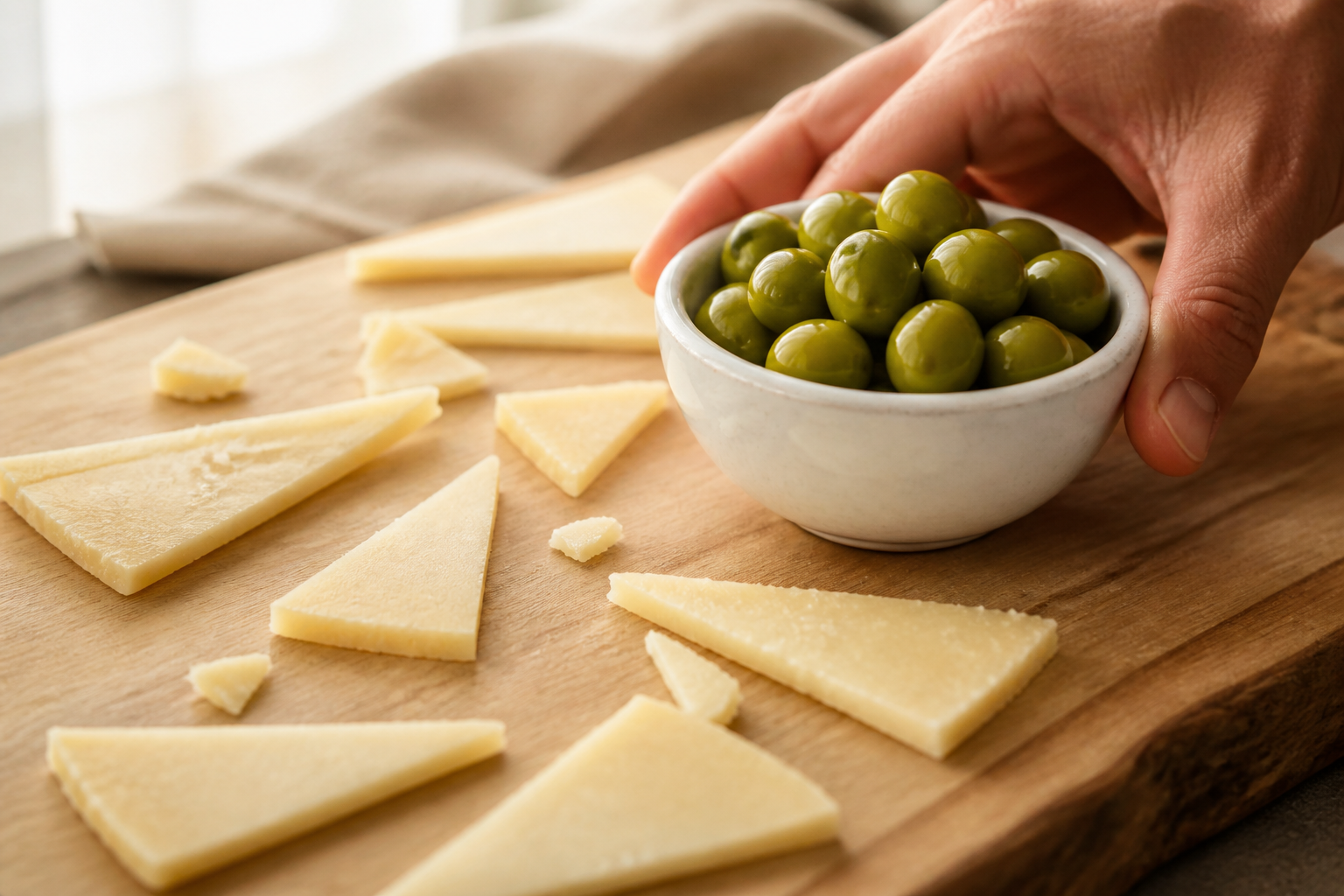 Disponer las aceitunas para preparar Jamon Iberico: la auténtica receta de España
