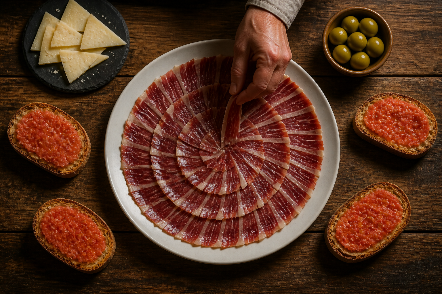 Presentar el jamón para preparar Jamon Iberico: la auténtica receta de España