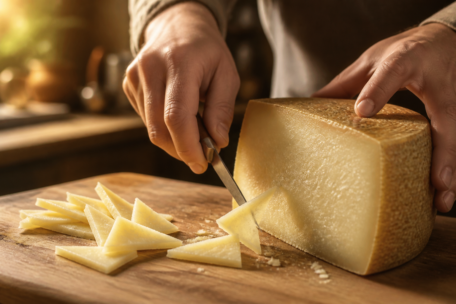 Cortar el queso para preparar Jamon Iberico: la auténtica receta de España