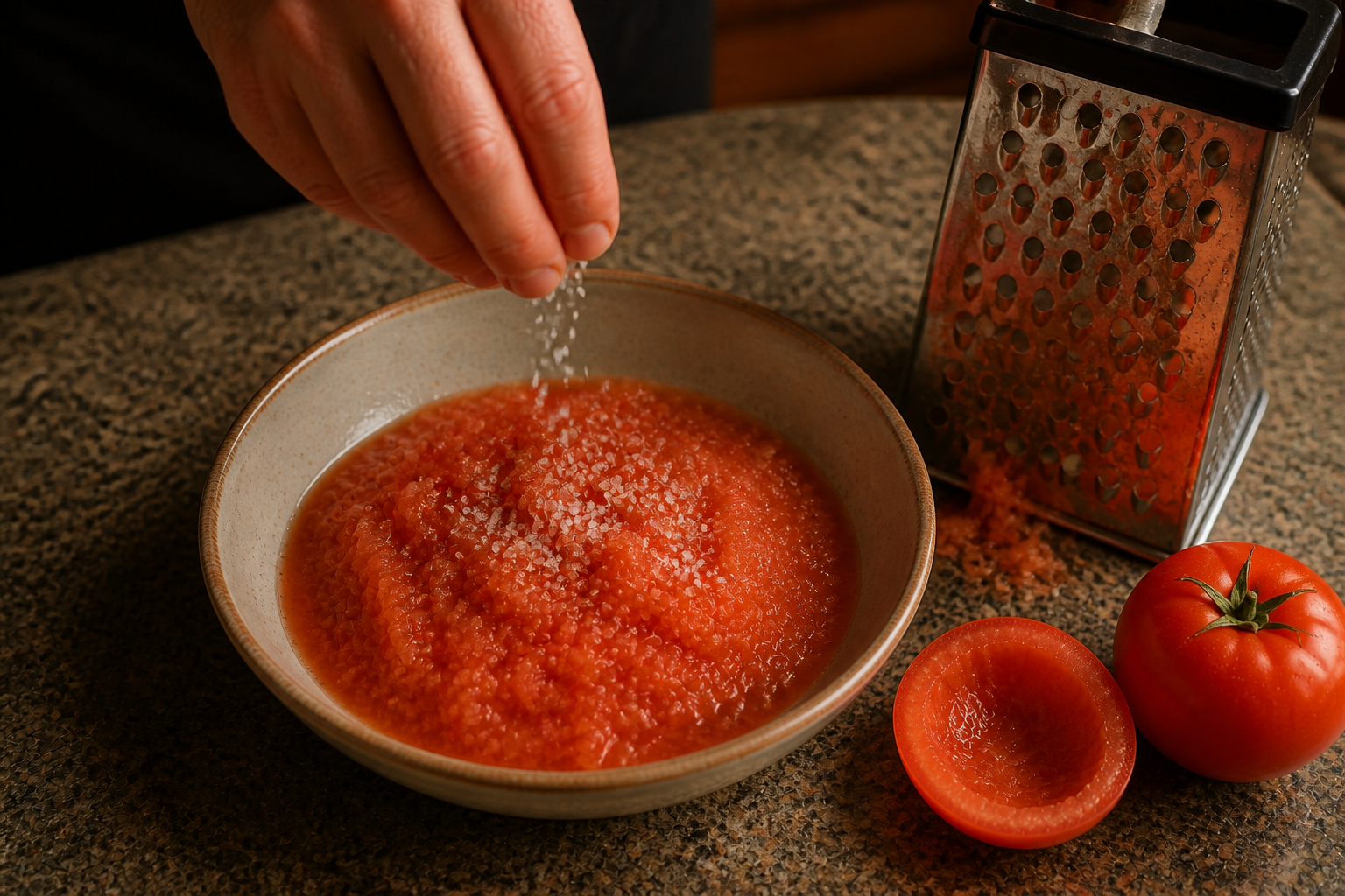 Preparar el tomate para preparar Jamon Iberico: la auténtica receta de España