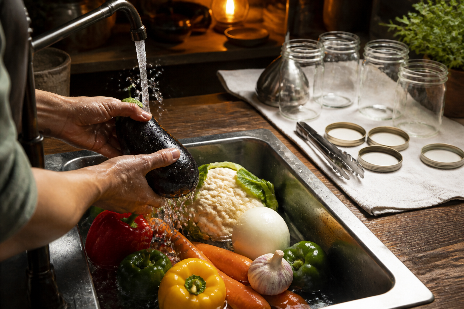 Lavar y disponer para preparar La mejor receta de Antipasto al estilo de Argentina