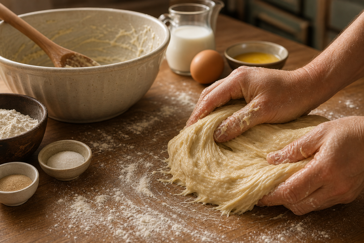 Amasar la masa para preparar The Best German Bienenstich Cake