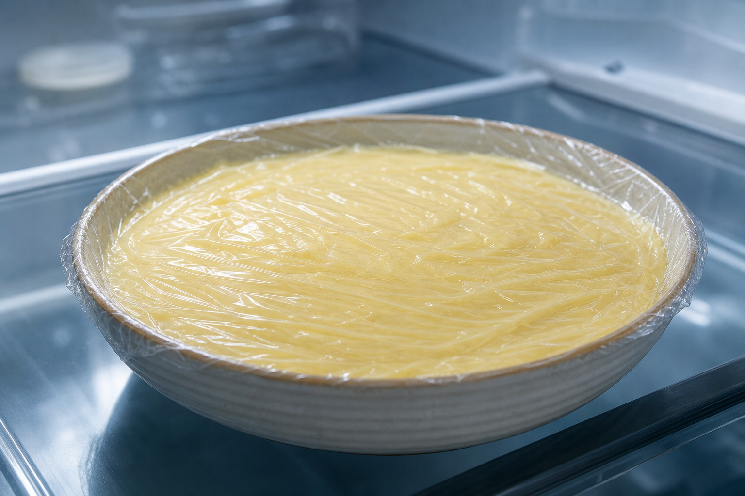 Enfriar la crema para preparar The Best German Bienenstich Cake
