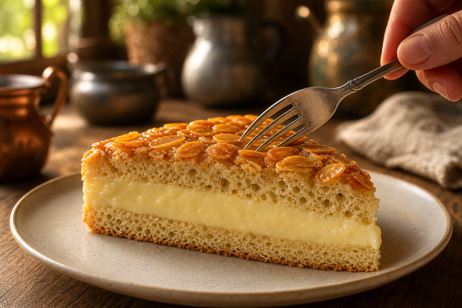 Servir el Bienenstich para preparar The Best German Bienenstich Cake